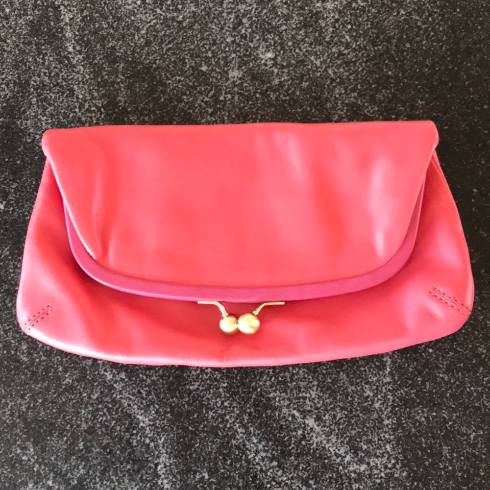Coach leather fold over clutch